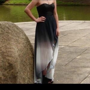 Speechless Black and Grey Ombré High Low Prom Dress